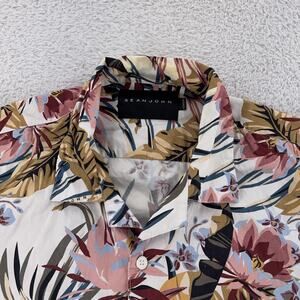 Sean John Shirt Mens XL Floral Hawaiian Legacy Short Sleeve Button Up Summer